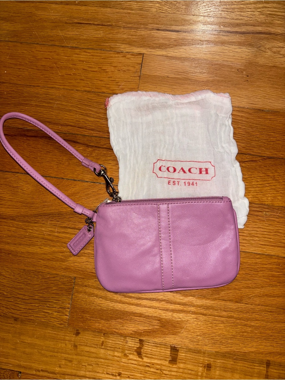 Coach Lavender Leather Wristlet Pouch
